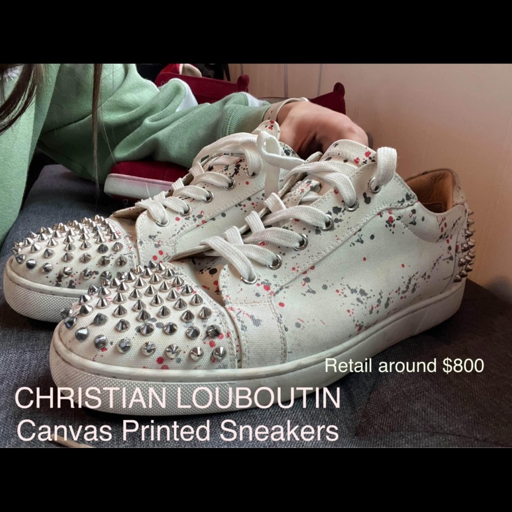 CHRISTIAN LOUBOUTIN Canvas Printed Sneakers size 10